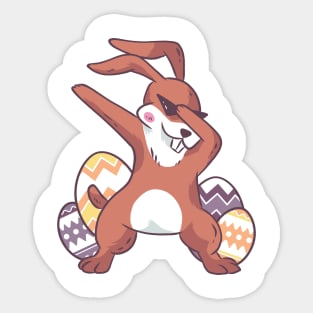 Dabbing Easter Bunny Sticker